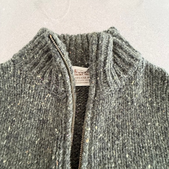 Authentic Irish Aran Islands ‎Merino Wool Tweed 1/4 Zip Green Sweater‎ XL-worn1x - Picture 6 of 10